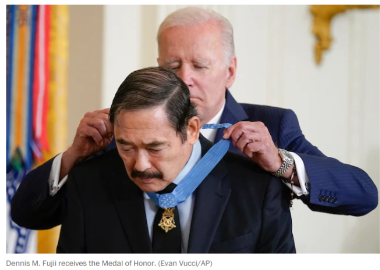 baideni4 Did Biden Affix a Medal of Honor to a Vietnam War Veteran ‘Backwards’?