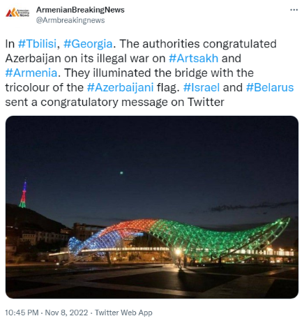 Screenshot 18 When were the TV Tower and the Peace Bridge in Tbilisi Illuminated in the Colors of the Azerbaijani Flag?