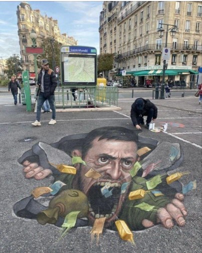 33 Кремлевские СМИ распространяют сфабрикованную фотографию граффити Зеленского из Мадрида