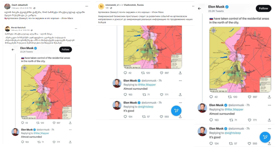 Screenshot 2 1 Did Elon Musk Write that “Bakhmut is Surrounded and It’s Good?”