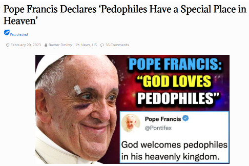 Screenshot 8 1 Fabricated Quote About Pedophilia Disseminated in the Name of the Pope
