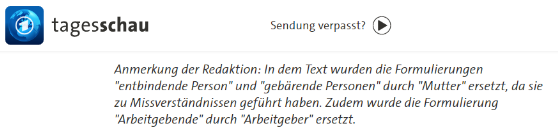 Screenshot 18 1 ჩანაცვლდა თუ არა გერმანიაში სიტყვა “დედა” ტერმინით “მშობიარე პირი”?