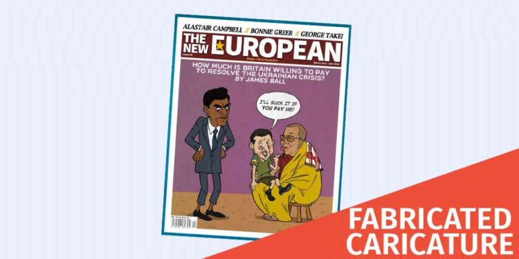 Fabricated Caricature about Zelenskyy and Dalai Lama in the Name of THE NEW EUROPEAN Factchecker DB