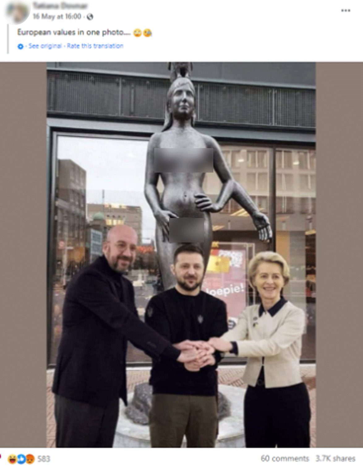 Untitled 1 Altered Photo Featuring Zelenskyy, Charles Michel and Ursula Von Der Leyen Disseminated On Facebook