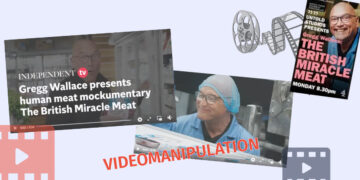 Video manipulation as if a British Laboratory is Producing Meat from Human Body Cells Video manipulation, as if a British Laboratory is Producing Meat from Human Body Cells