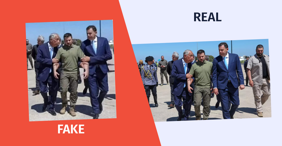 An altered photo of Zelenskyy with Portuguese leaders is circulating on social networks An altered photo of Zelenskyy with Portuguese leaders is circulating on social networks